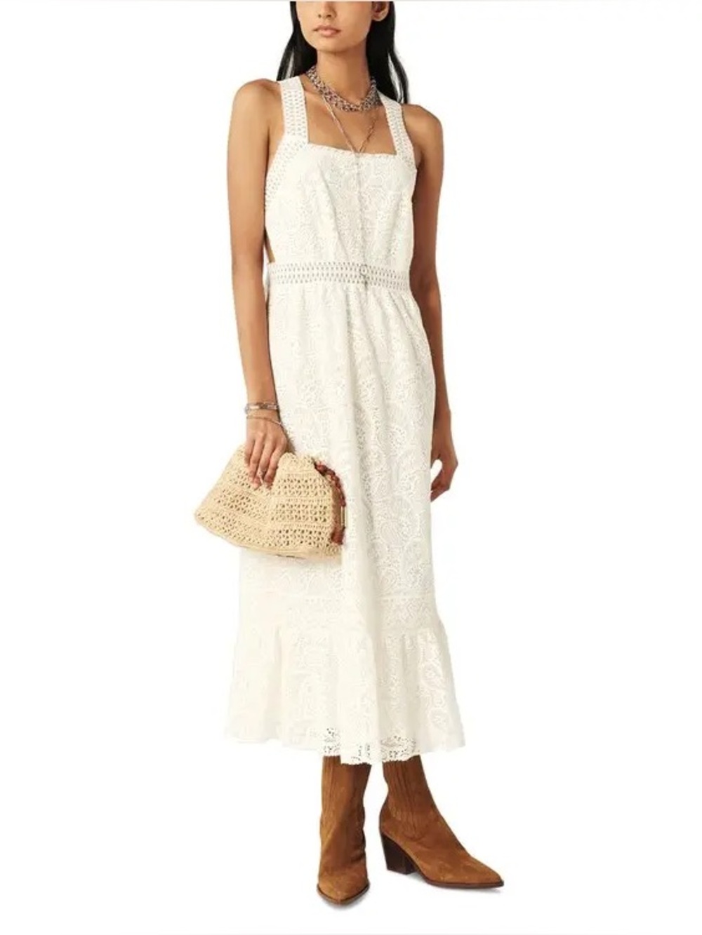 BA&SH Austin address Lace midi bohemian dress XS S Coastal Cowgirl